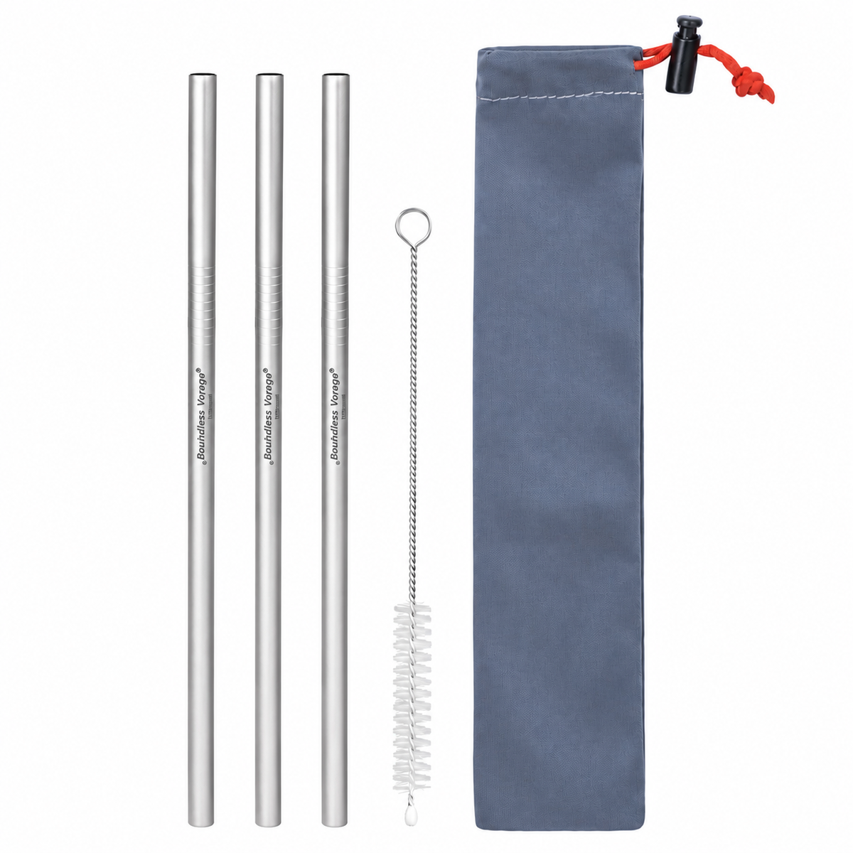 Boundless Voyage Titanium Straw 215mm – TA1 Pure Titanium Reusable Straight Straw with Cleaning Brush & Carry Bag