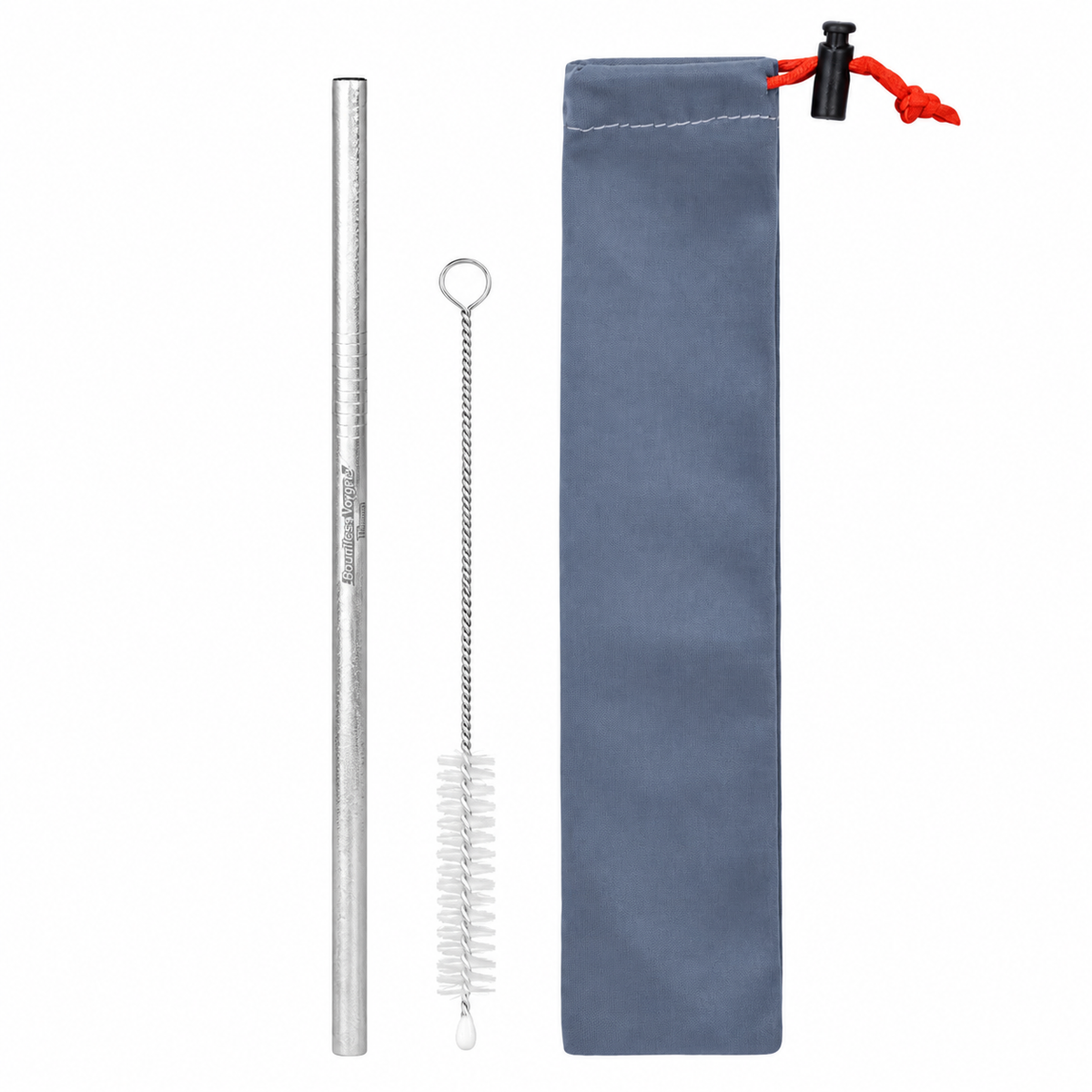 Boundless Voyage Titanium Straw 215mm – TA1 Pure Titanium Reusable Straight Straw with Cleaning Brush & Carry Bag