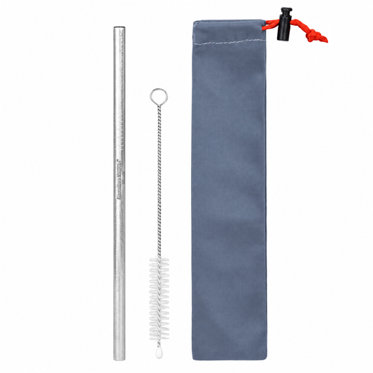 Boundless Voyage Titanium Straw 215mm – TA1 Pure Titanium Reusable Straight Straw with Cleaning Brush & Carry Bag