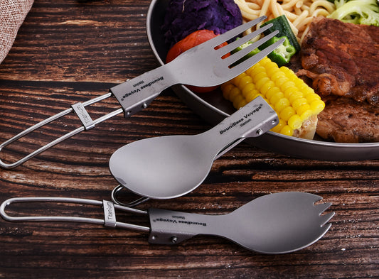 Boundless Voyage TA1 Titanium Folding Spoon – Ultralight Portable Cutlery for Camping, Hiking, Travel & Home Use