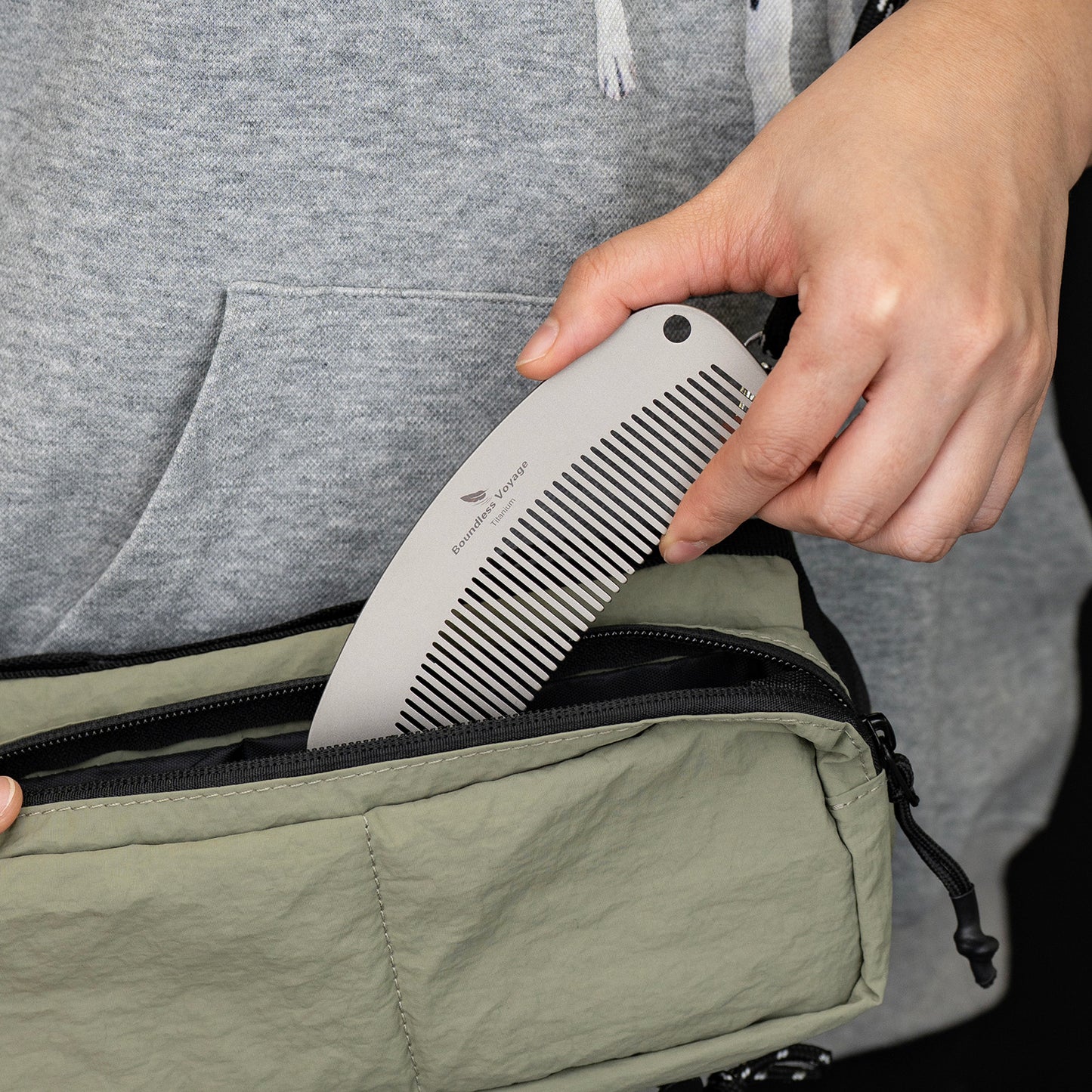 Boundless Voyage Titanium Crescent Comb – Hair & Beard Grooming Comb for Travel, EDC & Everyday Use