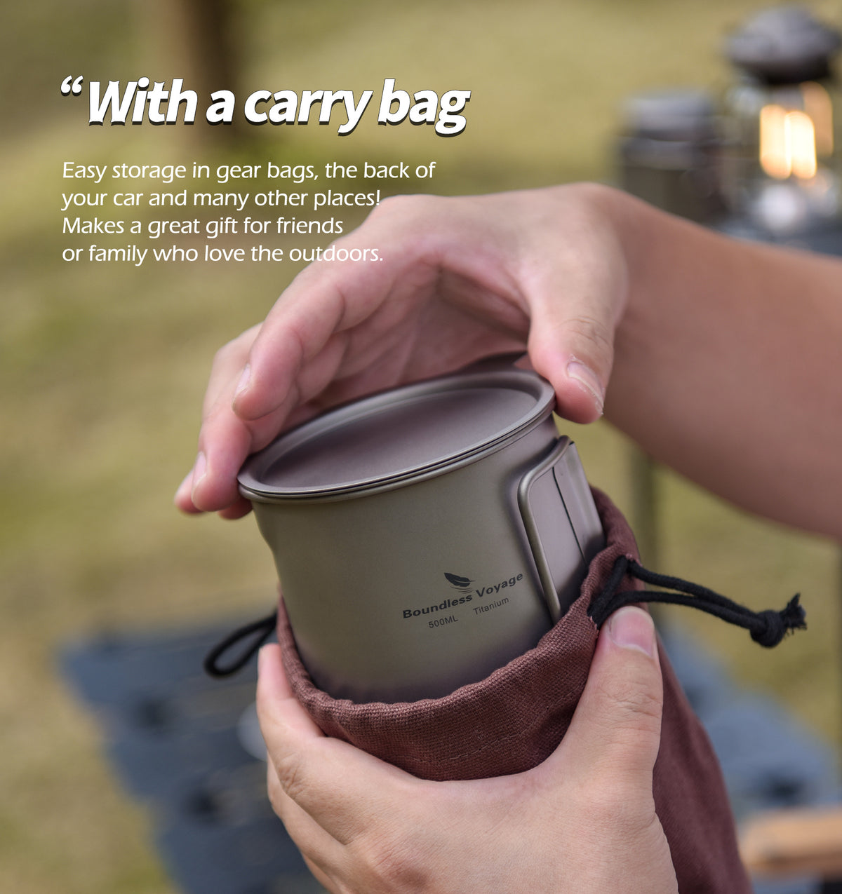 Boundless Voyage 3-Piece Titanium Camping Cup Set – 600ml Mug with 180ml & 120ml Cups, Ultralight Backpacking Tea & Coffee Set