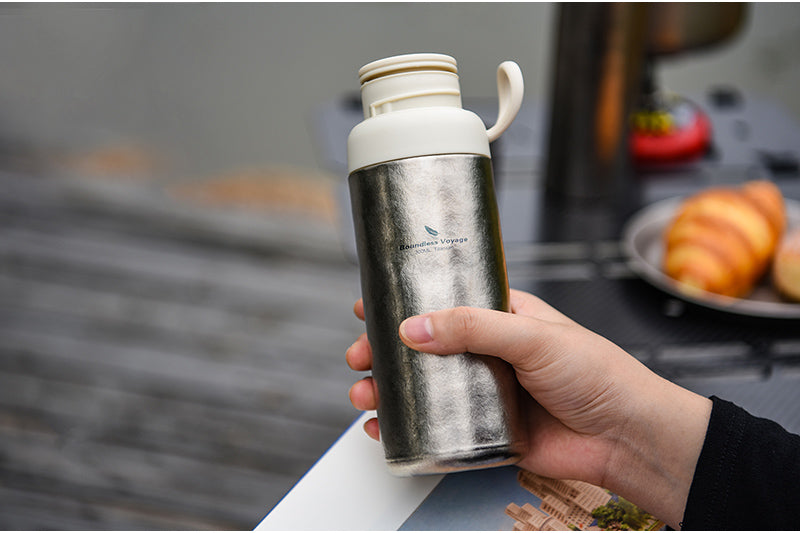 Boundless Voyage Titanium 300ml Vacuum Water Bottle Double-Walled Lightweight Coffee Bottle Leak-Proof Sport Bottle for Travel Outdoor Office