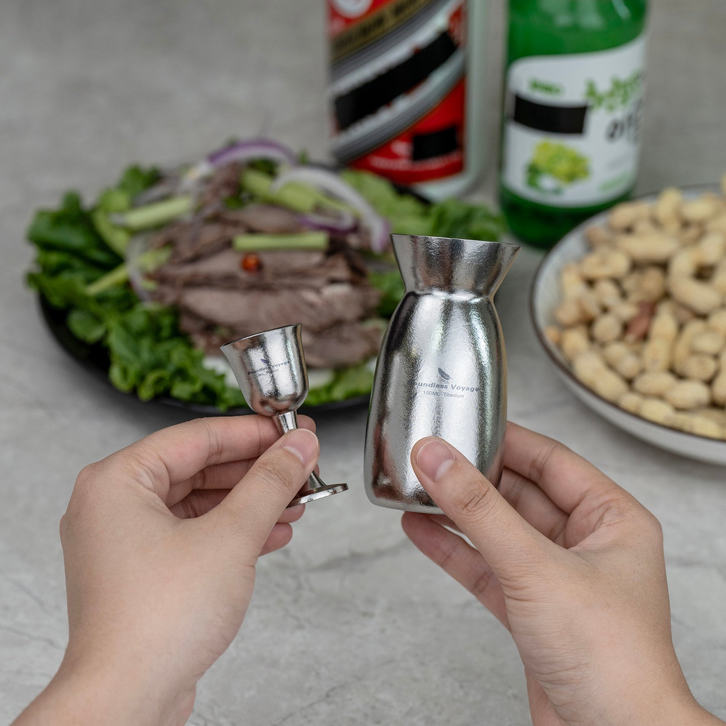 Custom Engraved Titanium Sake Set – Premium 3-Piece Japanese Wine Gift Set with Tokkuri Carafe & Ochoko Cups