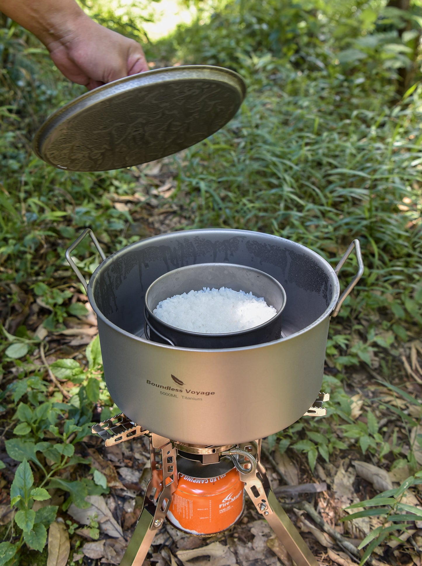 30PCS Ti2104C And Shipping Cost Boundless Voyage 5.0L Titanium Camping Pot with Lid