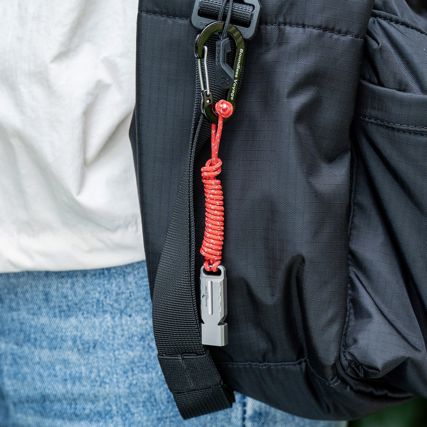 Boundless Voyage TA1 Titanium Dual Tube Survival Whistle – High Decibel Emergency Safety Whistle for Camping, Hiking, Backpacking & Outdoor Rescue
