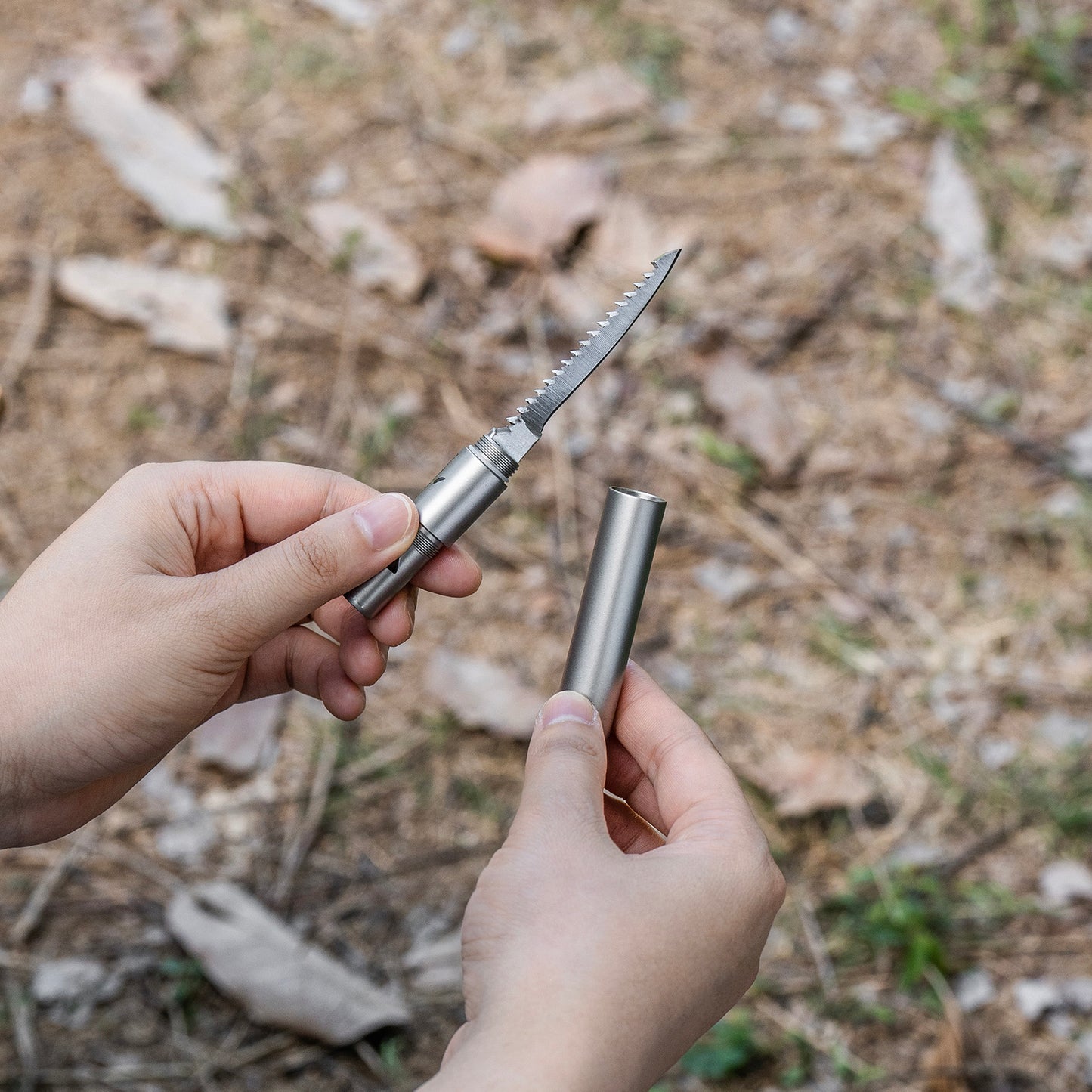 Boundless Voyage Titanium Survival Whistle 120dB – 4-in-1 EDC Emergency Tool with Knife, Saw & Awl for Camping, Hiking & Outdoor