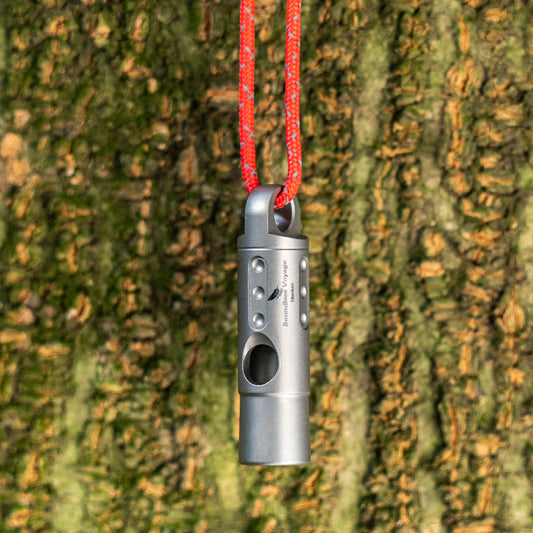 Boundless Voyage TA1 Titanium Emergency Survival Whistle – Ultra-Loud Safety Whistle with Lanyard for Camping, Hiking, Coaching & Outdoor Rescue