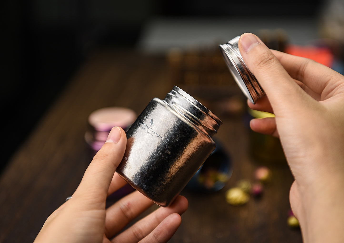 Boundless Voyage Mini Titanium Tea Caddy – Colorful Ice Texture Tea Canister for Loose Leaf Tea, Coffee, Spices & Portable Dry Storage