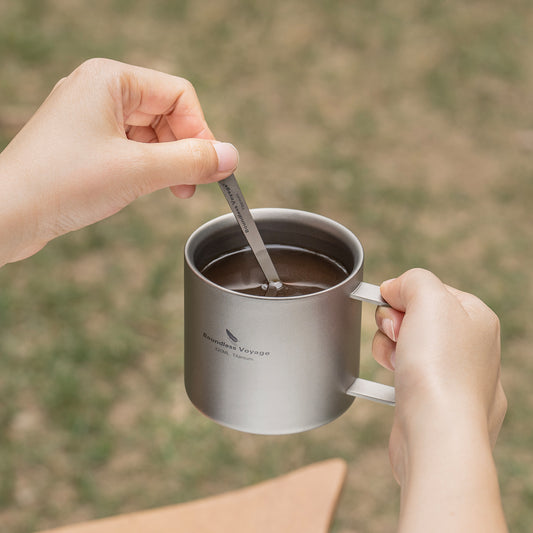 Boundless Voyage 220ml Double-Walled Titanium Cup | Ultralight Insulated Mini Coffee Mug | Anti-Scalding Tea Cup for Camping, Travel & Home