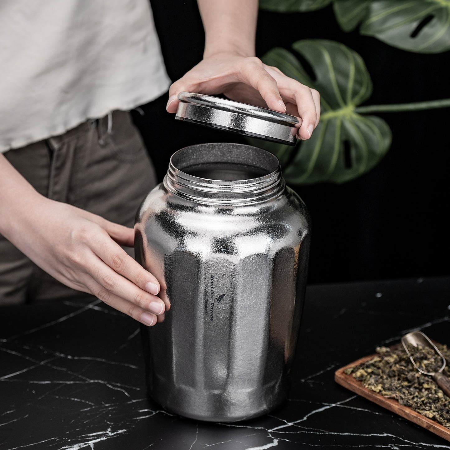 Boundless Voyage 3000ml Titanium Storage Canister Water Bottle– Airtight TA1 Titanium Container for Tea, Coffee, Food & Camping Storage