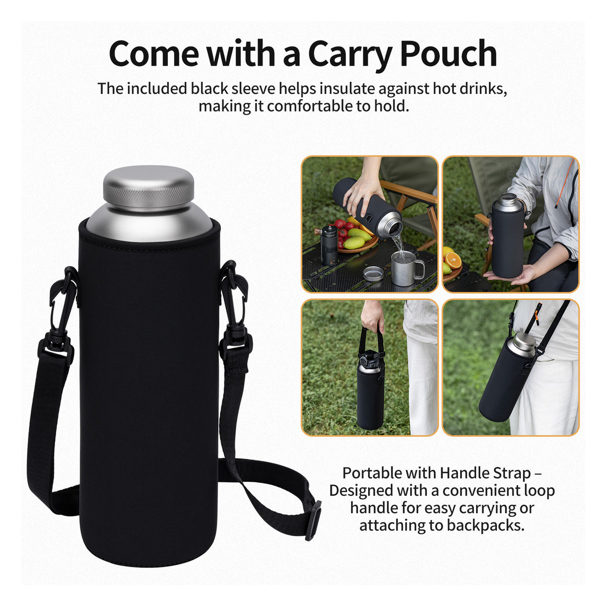 Boundless Voyage 1500ml Titanium Water Bottle – Lightweight Leak-Proof 1.5L Bottle with 2 Lids for Camping, Hiking, Travel & Gym
