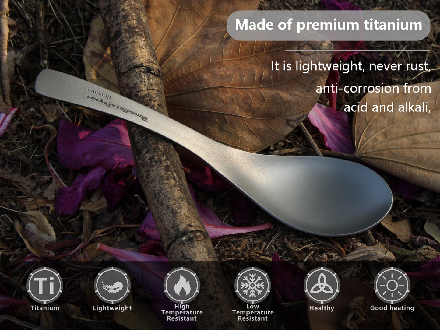 Boundless Voyage Titanium Spoon  For Home Outdoor Camping Ultralight Cutlery for Soup Portable tableware