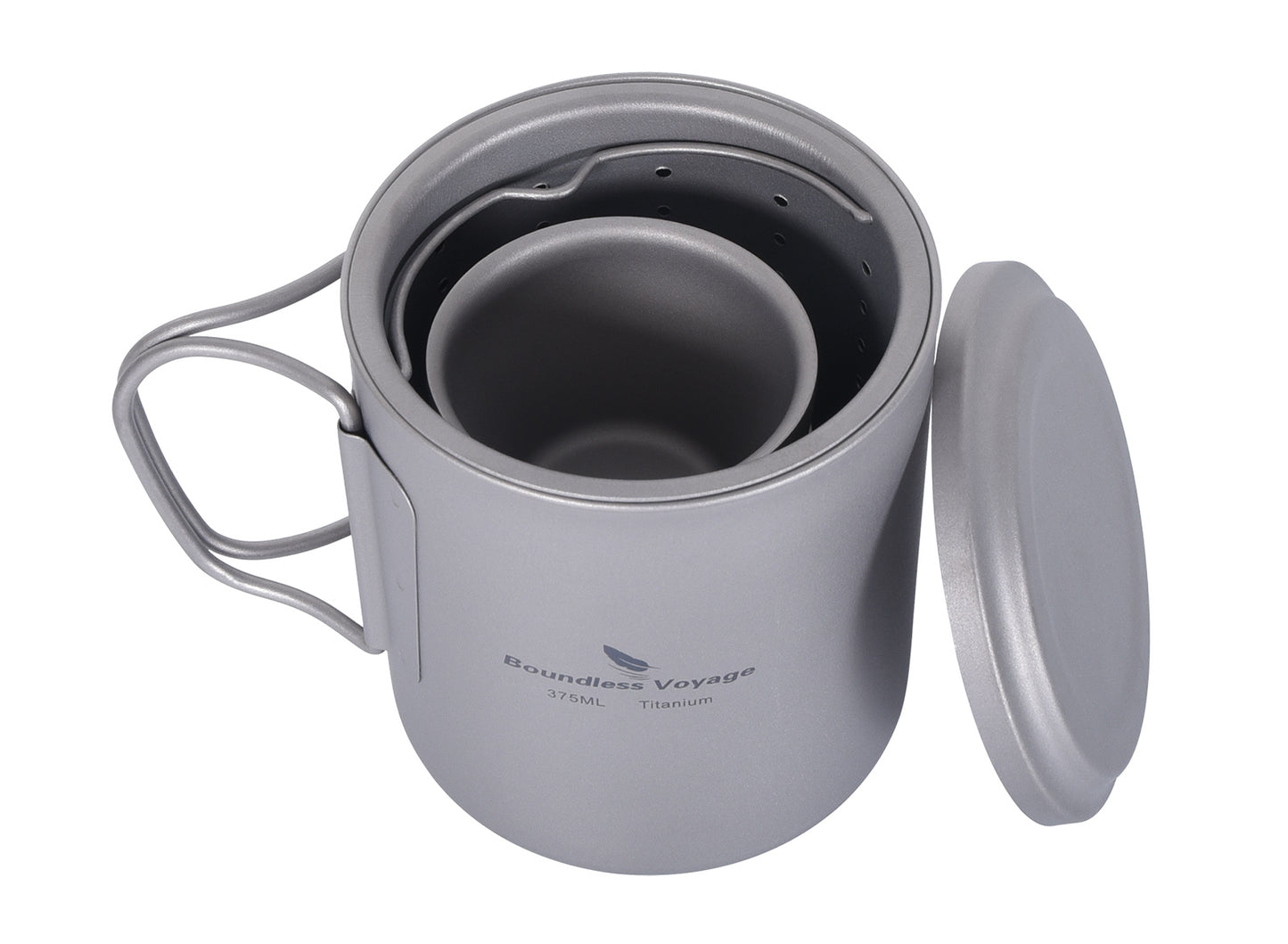 Boundless Voyage Titanium Double-walled Tea Mug with Strainer Shot Glass Outdoor Camping Portable Coffee Cup Set