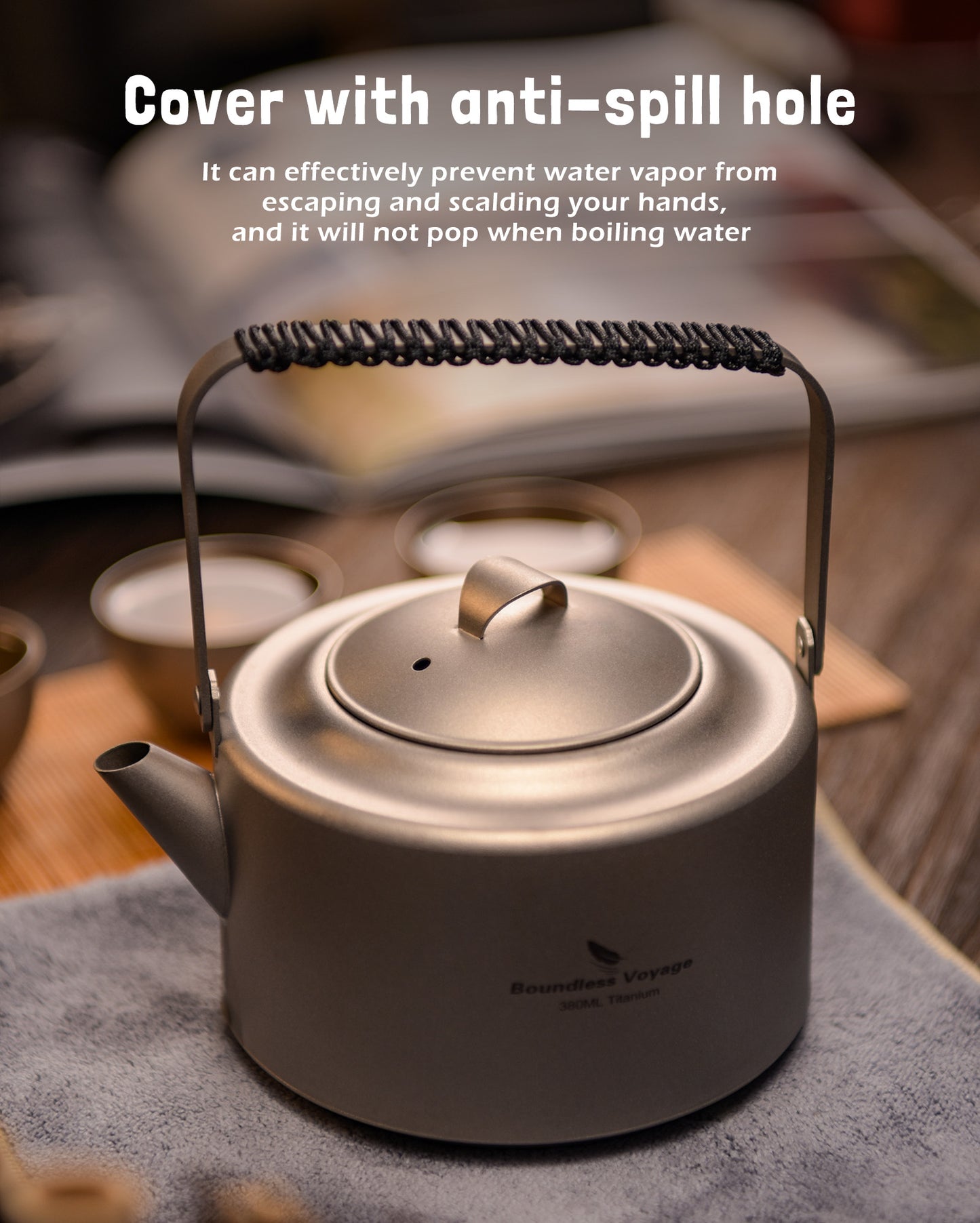 Boundless Voyage 450ml Titanium Teapot Set with 25ml Cup | 122g Ultralight Mini Kettle with Filter & Lifting Handle | Portable Tea Maker for Camping