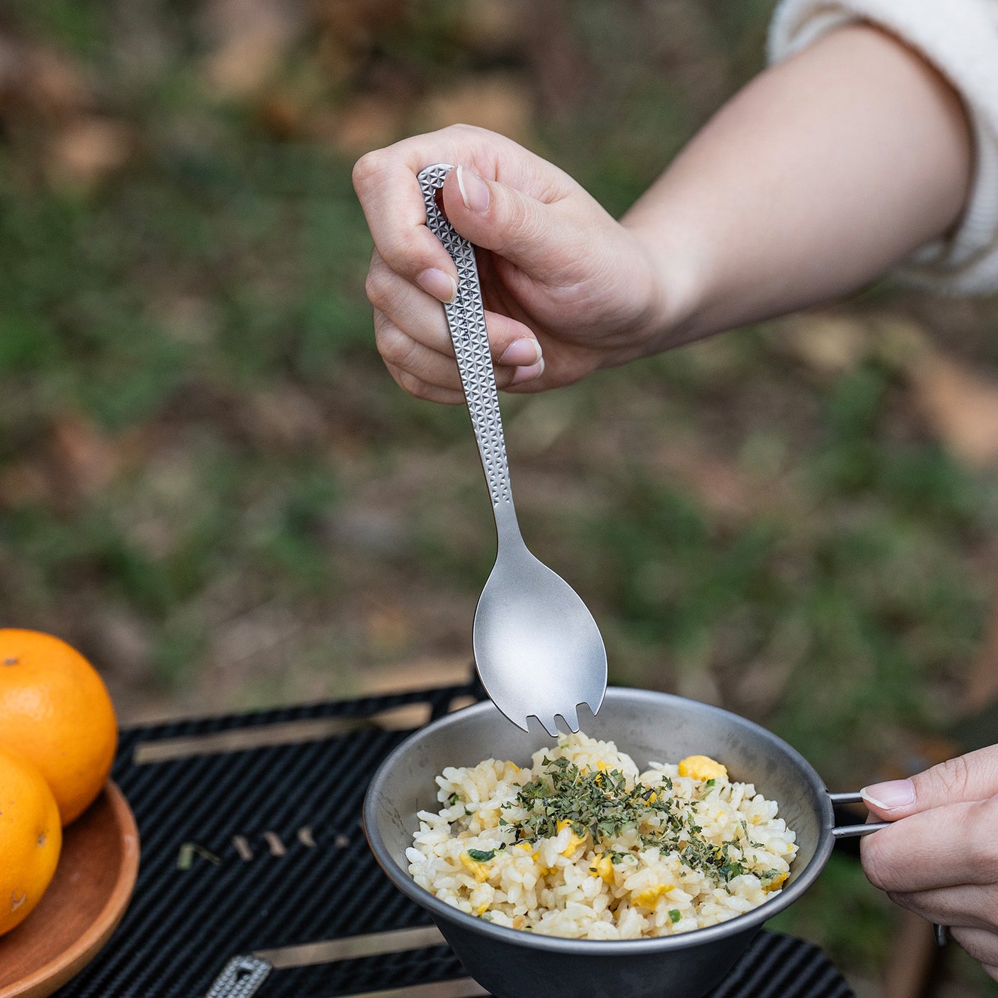 Boundless Voyage Titanium Chopsticks & Spork Set | Ultralight 2-in-1 Camping Cutlery | Non-Coated & Dishwasher Safe