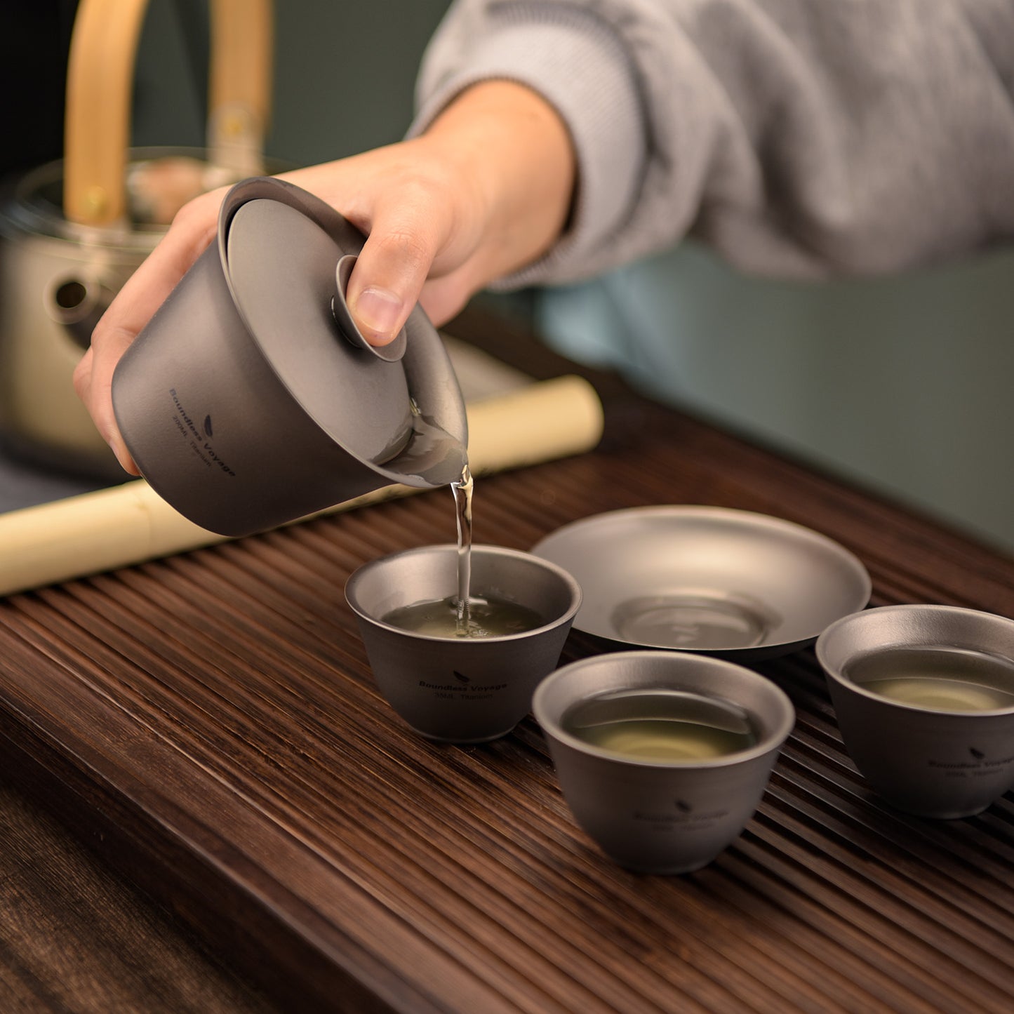 Boundless Voyage 35ml Titanium Double-Walled Tea Cup | 18g Ultralight Mini Tasting Mug | Anti-Scald Insulated Kung Fu Teacup for Camping