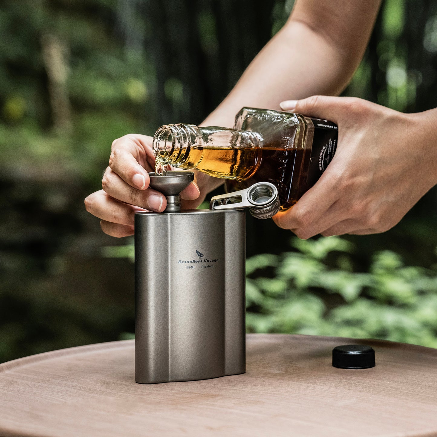 Boundless Voyage Titanium Hip Flask 180ml Rust-Free Ultralight Small Liquor Flask Bottle for Whiskey Vodka Wine Outdoor Portable Travel Outdoor