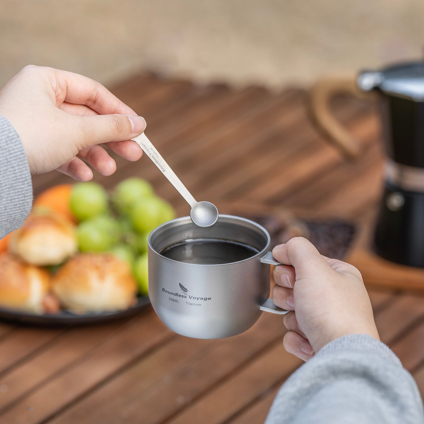 Boundless Voyage  200ml Titanium Double Wall Mug Metal Coffee Tea Cup Mini Espresso Cup Outdoor Camping Travel Ultralight Durable Portable Drinkware