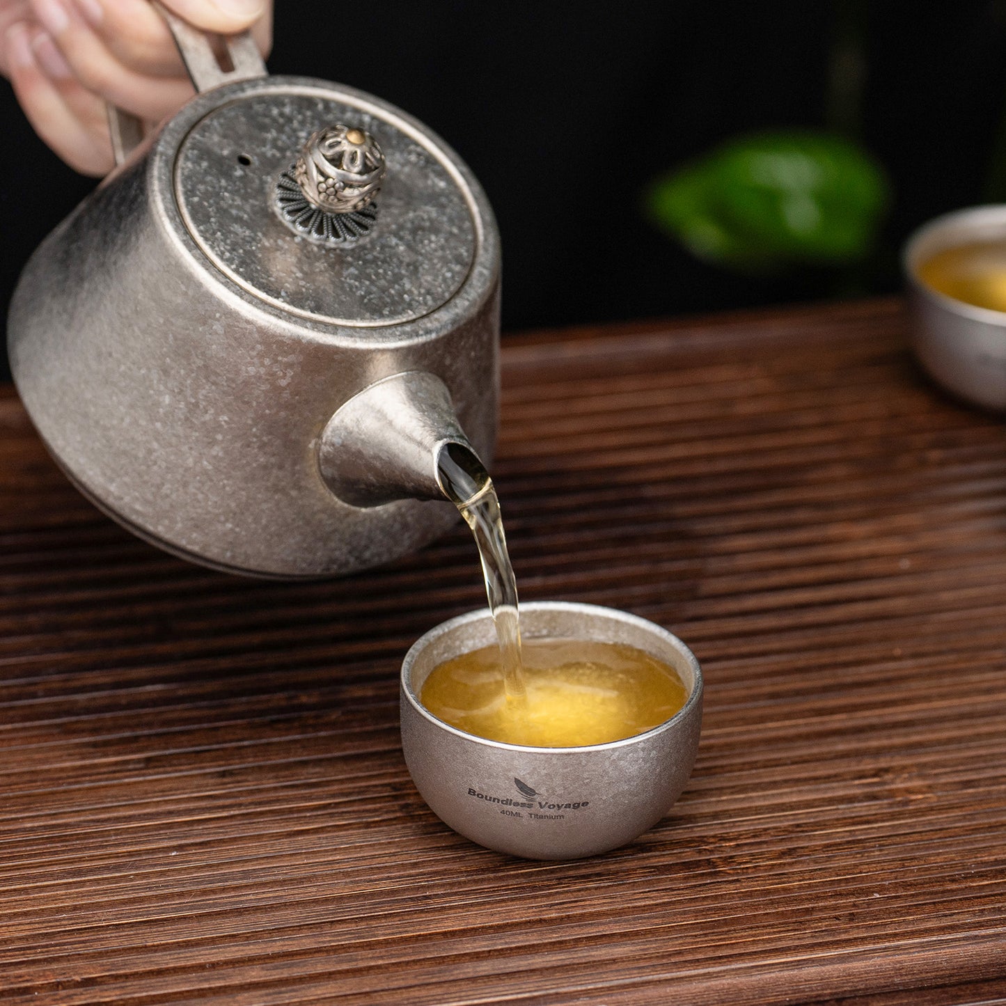 Boundless Voyage Titanium Tea Cup  40ml Ultralight Mini Cup for Camping Travel & Traditional Tea Rituals
