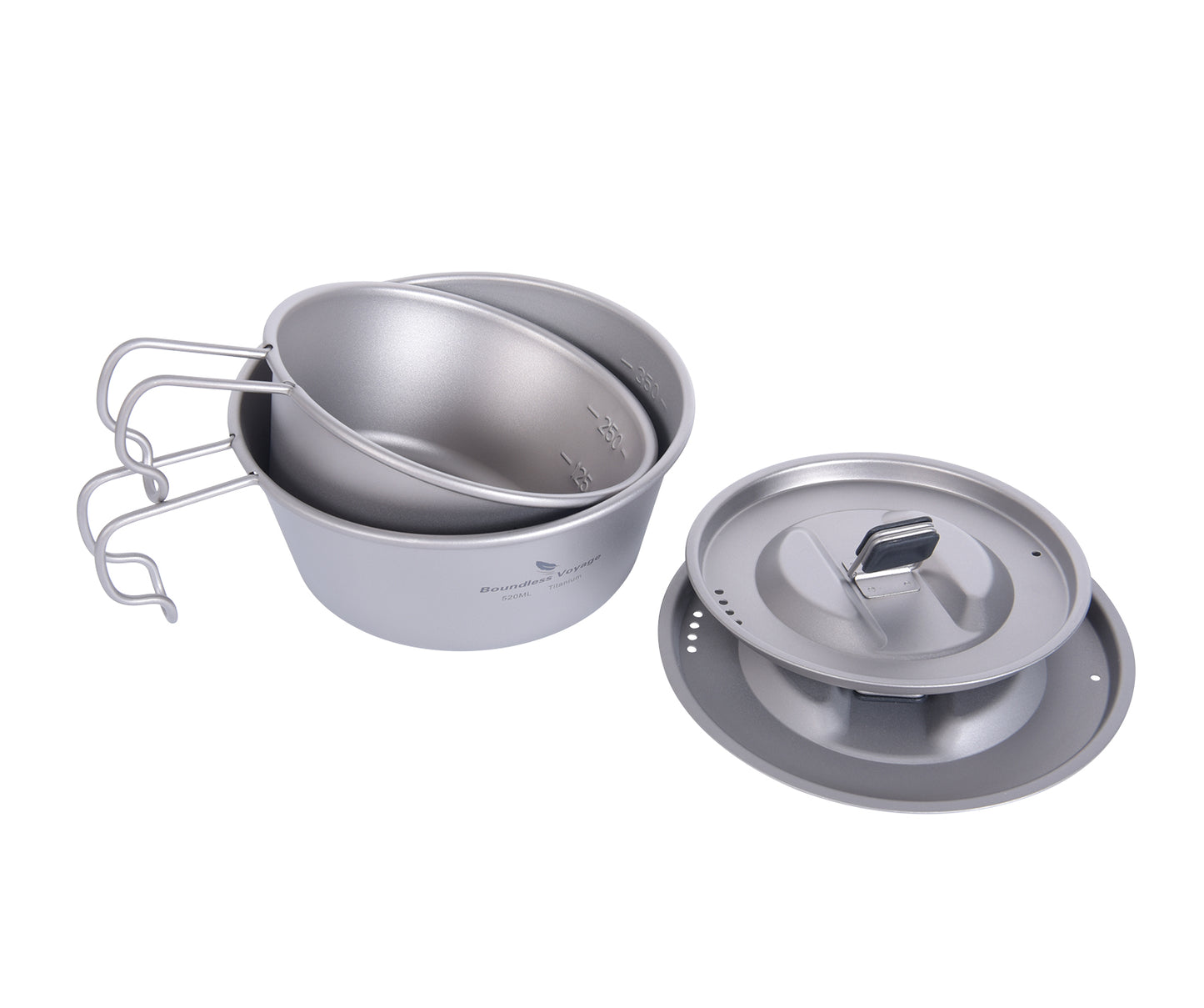 Boundless Voyage Titanium Sierra Cup Set with Lid – 350ml & 520ml Ultralight Camping Mug Bowls for Cooking & Outdoor Use