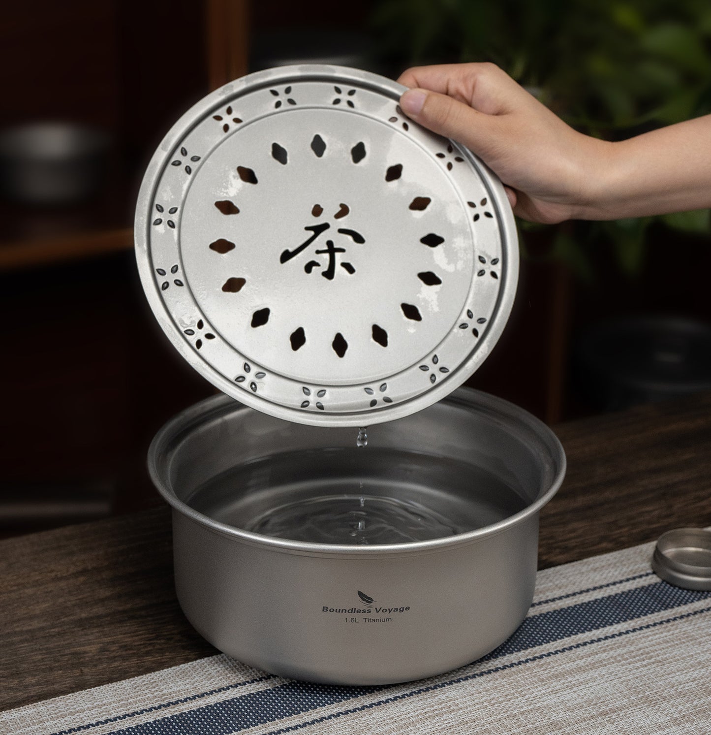 Boundless Voyage Titanium Tea Tray – Portable Gongfu Tea Board for Outdoor Tea Brewing, Camping, Travel & Car Tea Setup