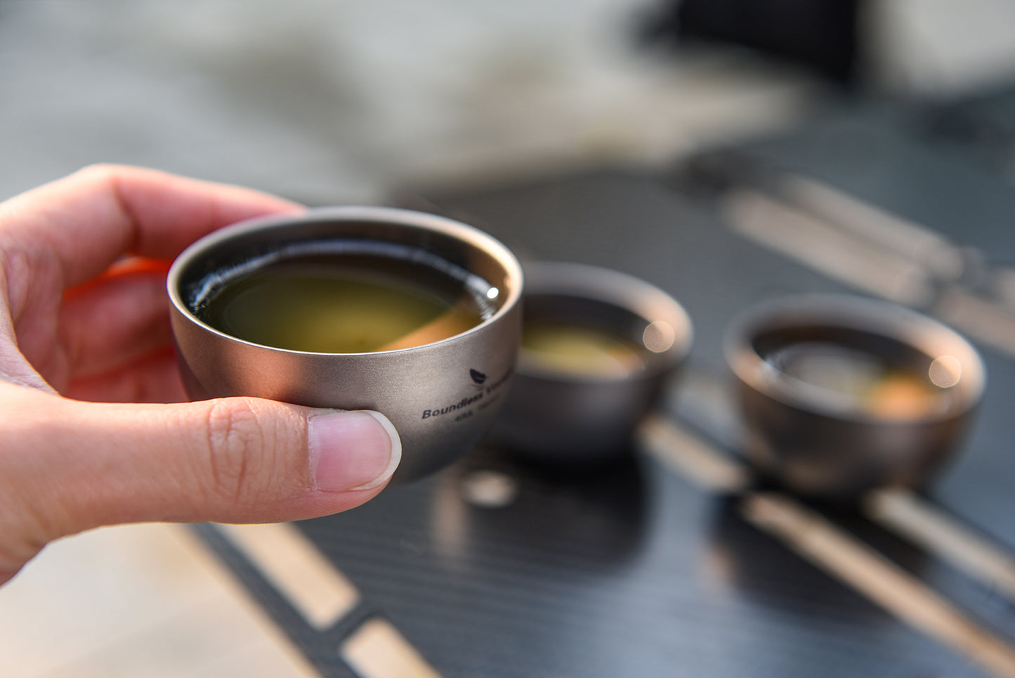 Boundless Voyage 40ml Titanium Double-Walled Sake Cup | 18g Ultralight Mini Tea & Coffee Mug | Anti-Scald Insulated Tasting Cup for Camping