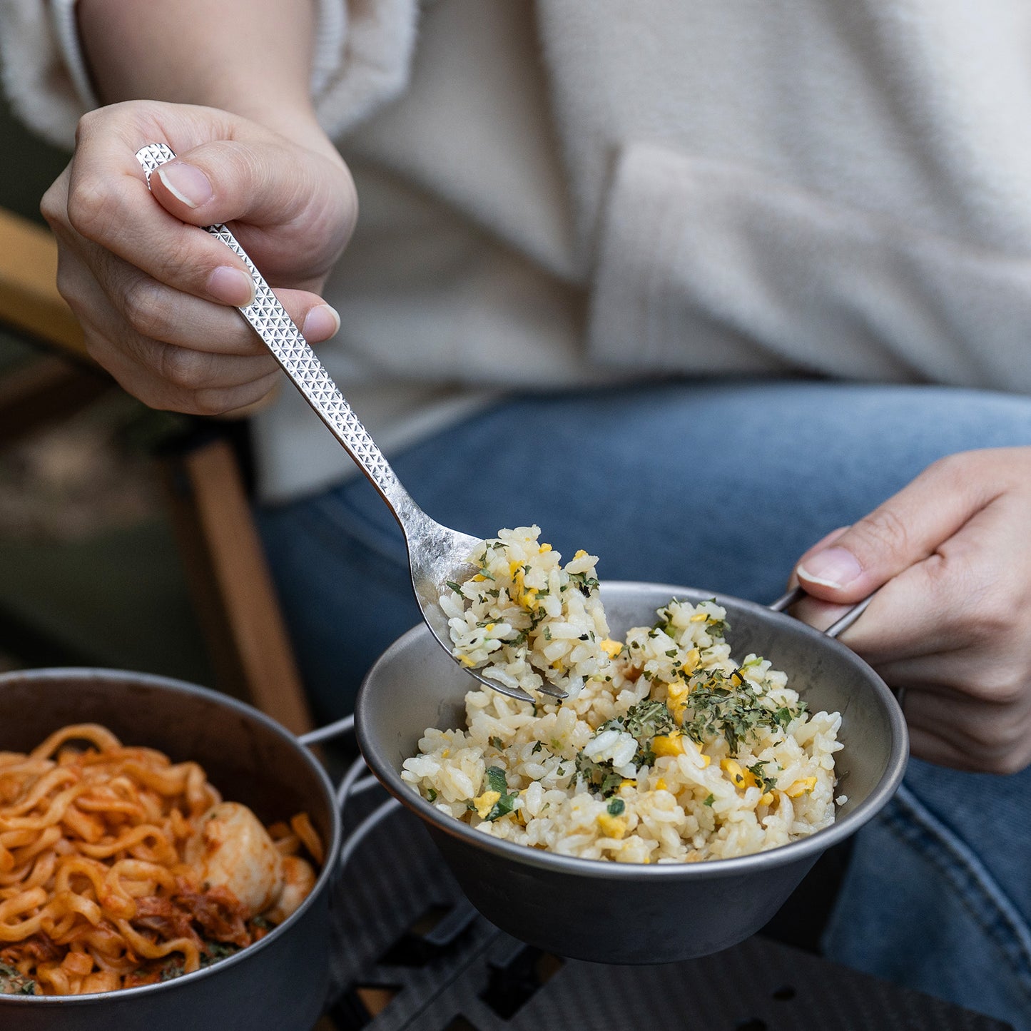 Boundless Voyage Titanium 2-in-1 Spork – Ultralight Camping & Travel Cutlery Non-Coated & Dishwasher Safe