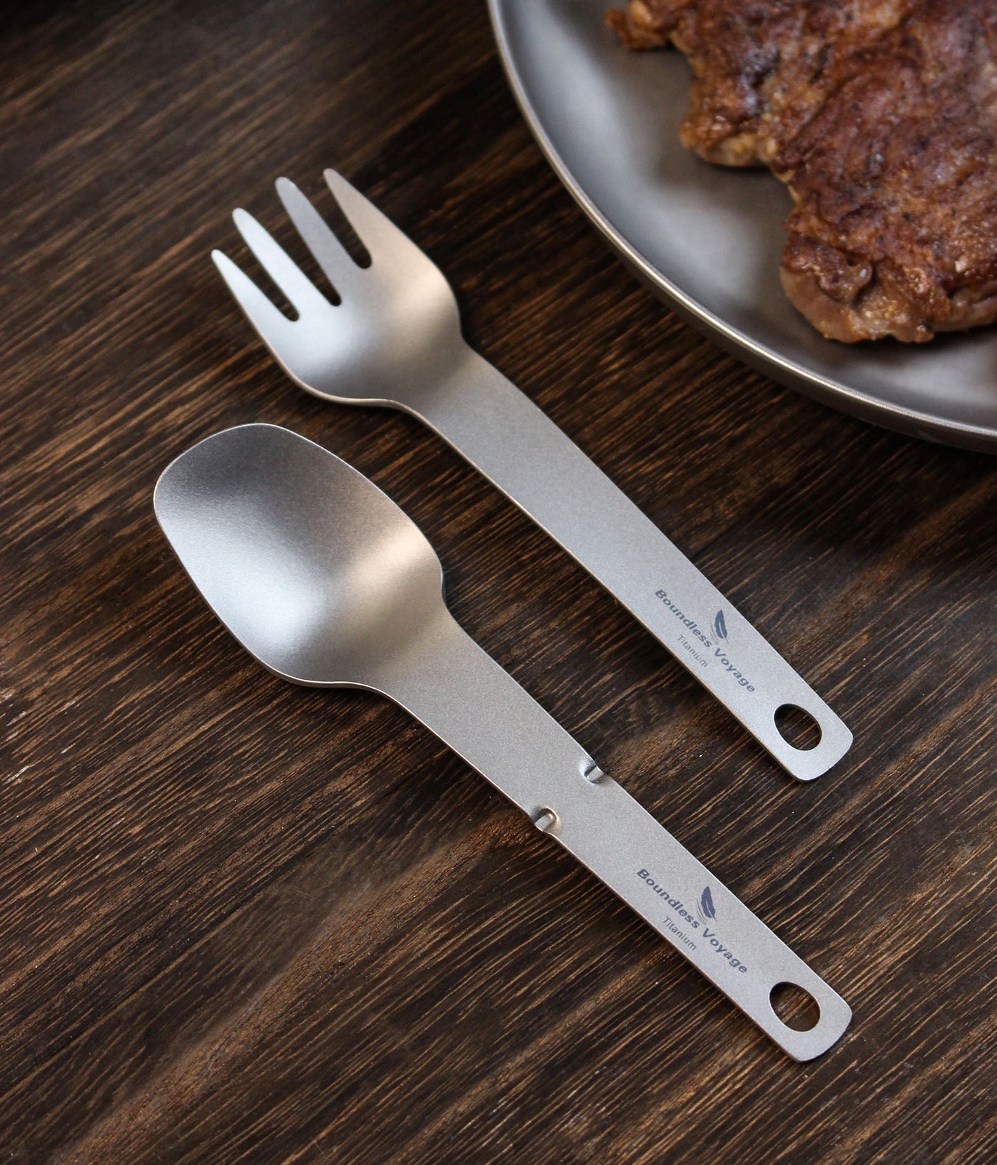 Boundless Voyage Titanium Cutlery Set – Ultralight Camping Knife Fork Spoon Set with Bottle Opener for Travel & Outdoor Use