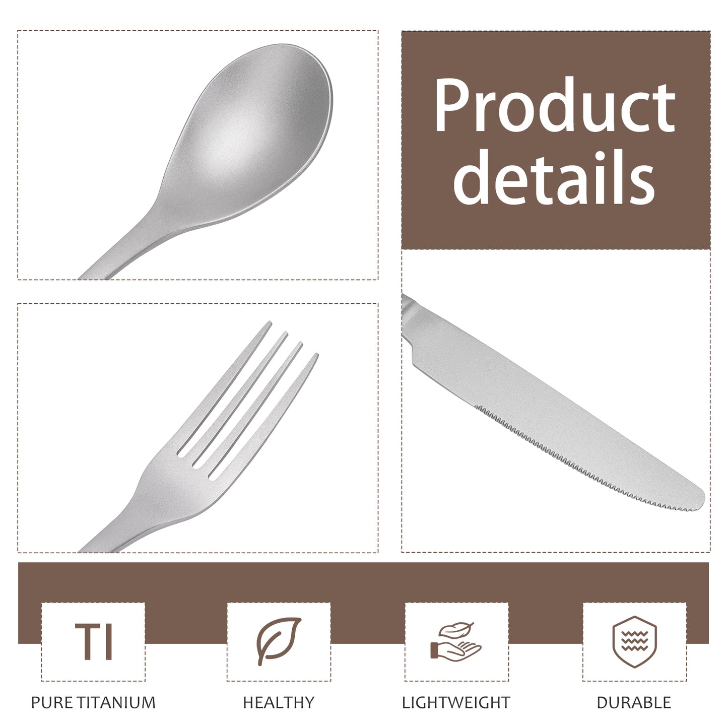 Boundless Voyage Titanium Flatware Set – Portable Outdoor Knife Fork Spoon Kit for Camping, Backpacking & Everyday Use