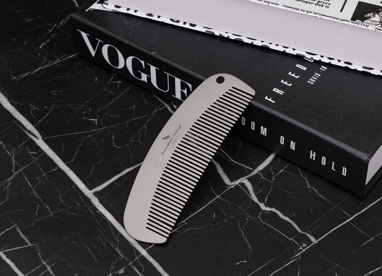 Boundless Voyage Titanium Crescent Hair & Beard Comb – Lightweight Unisex Grooming Tool for Home & Travel