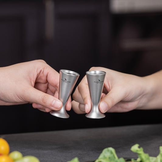 Boundless Voyage Titanium Shot Glasses | Ultralight Stackable Whiskey & Tequila Cups | Unbreakable & Non-Toxic Metal Spirit Glasses for Camping, Barware & Groomsmen Gifts