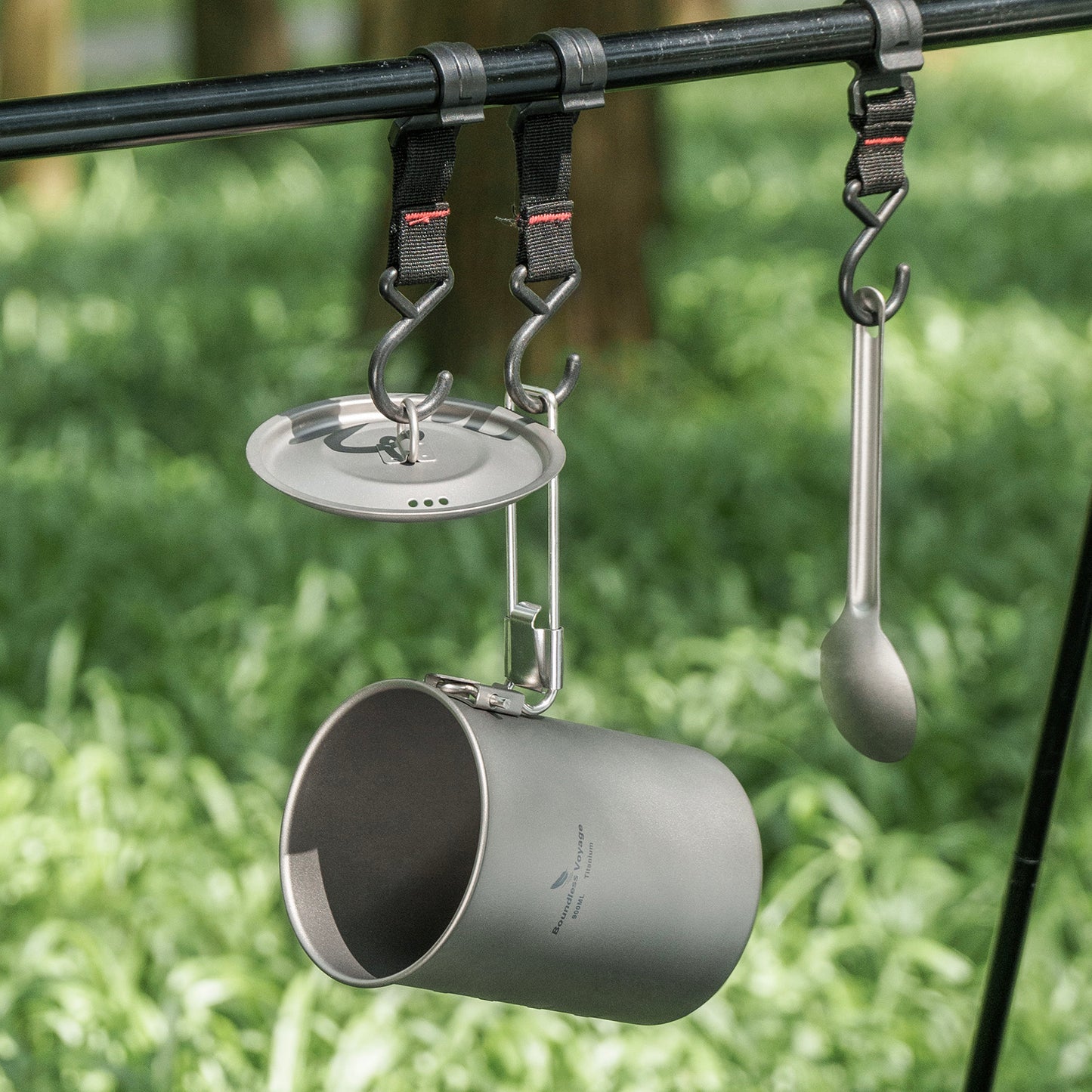 Boundless Voyage TA1 Titanium Outdoor Pot with Lid – Ultralight Folding Handle Camping, Hiking & Picnic Cookware