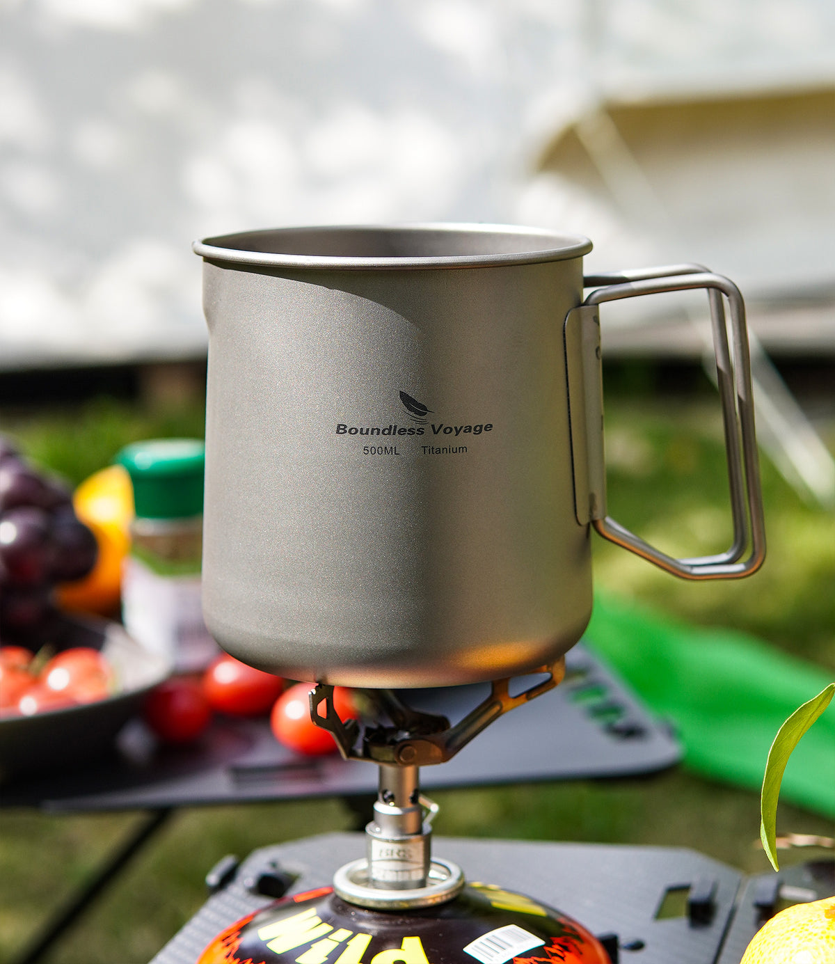 Boundless Voyage 3-Piece Titanium Camping Cup Set – 600ml Mug with 180ml & 120ml Cups, Ultralight Backpacking Tea & Coffee Set