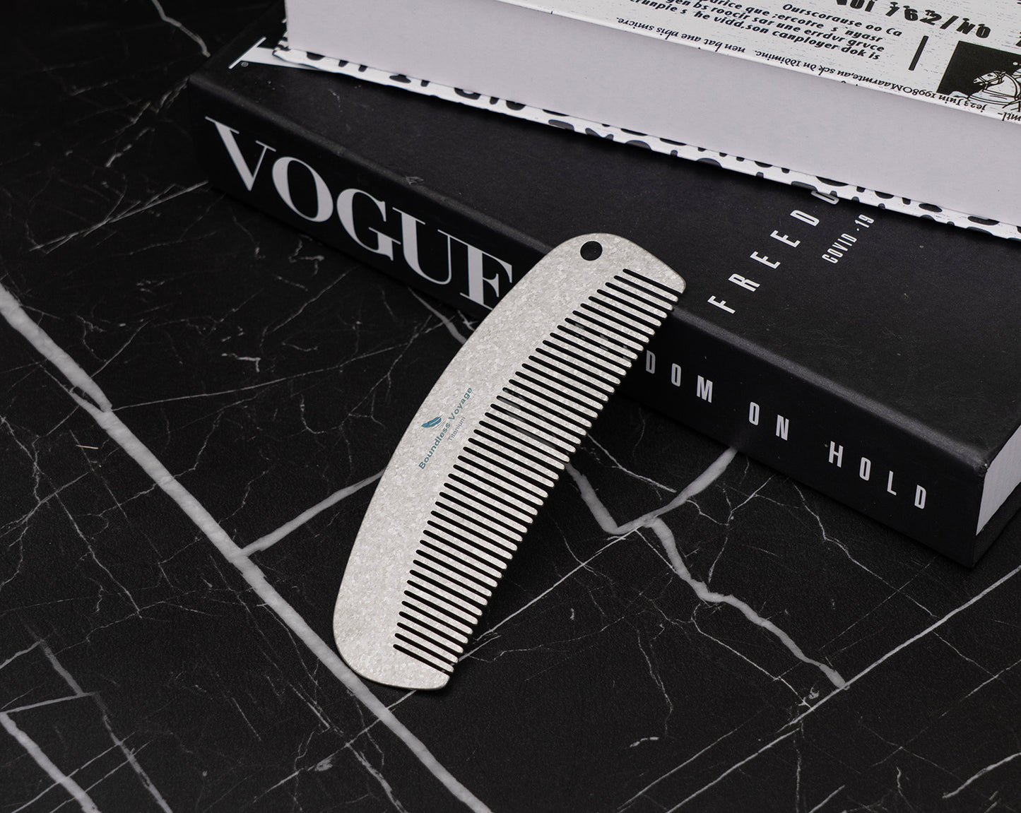 Boundless Voyage Titanium Crescent Hair & Beard Comb – Lightweight Unisex Grooming Tool for Home & Travel
