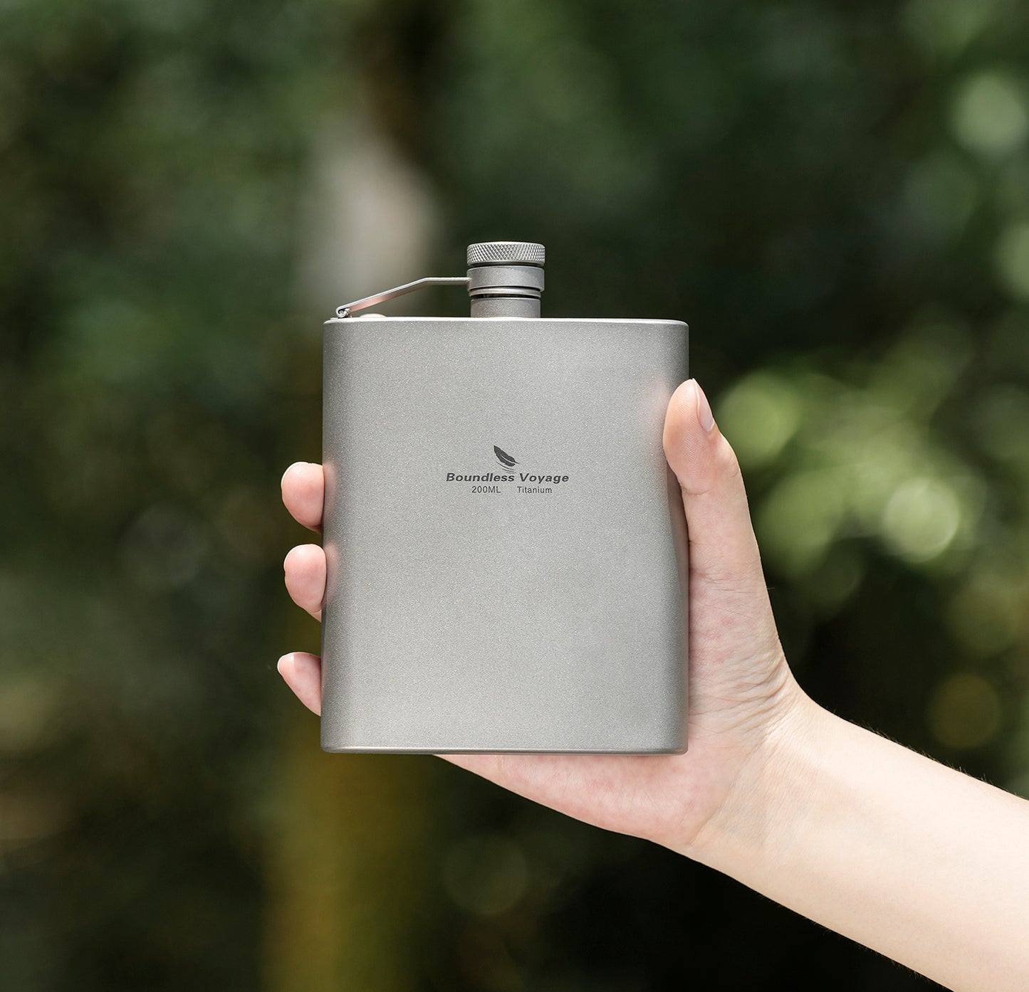 Boundless Voyage 7oz Titanium Flask – Ultralight 200ml Pocket Liquor Bottle, Pure TA1 Titanium, Leakproof Travel Hip Flask for Camping, Hiking & Outdoor Adventures