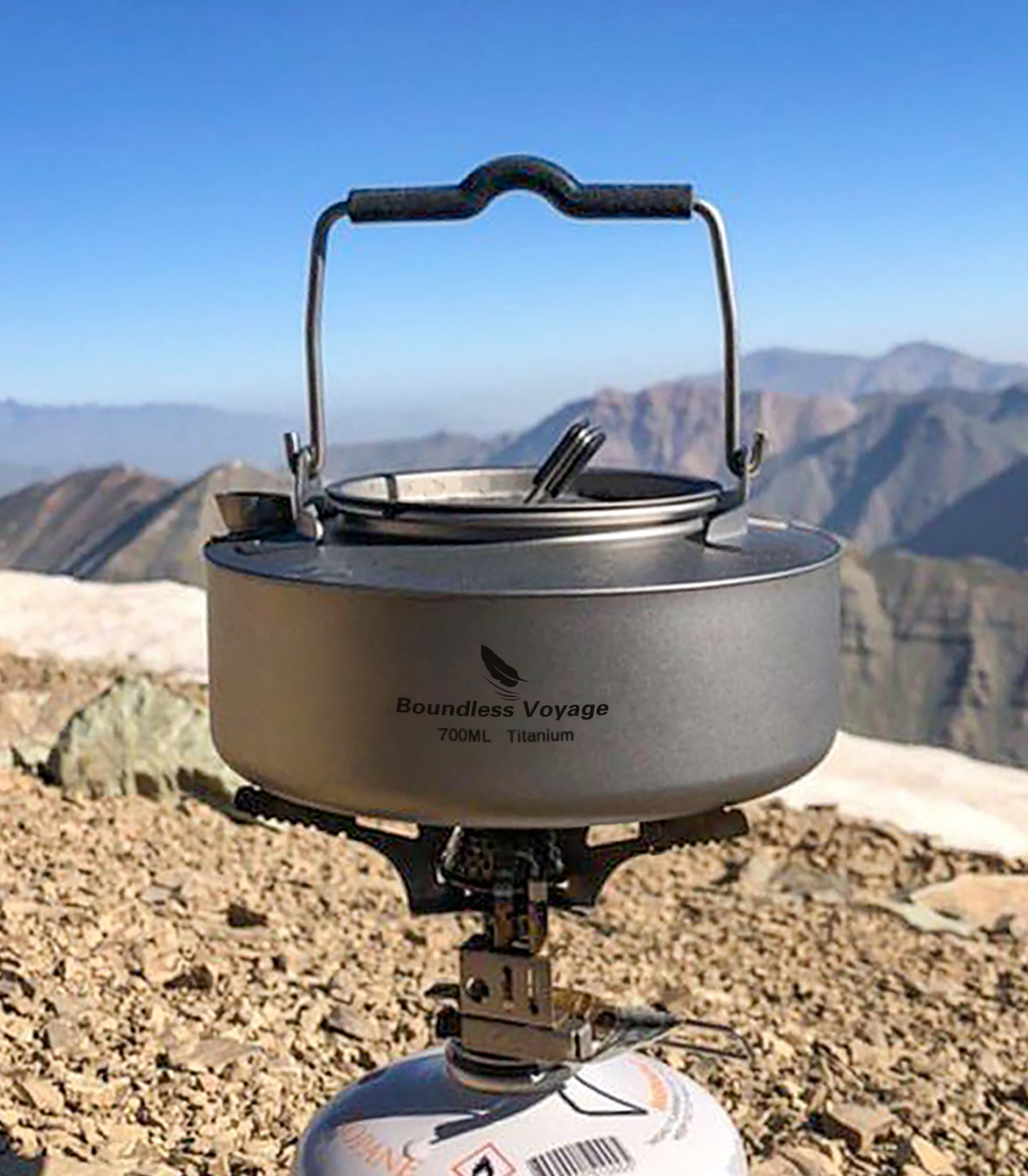 Boundless Voyage 700ml Titanium Camping Kettle – Ultralight Teapot with Folding Handle for Outdoor Cooking & Boiling Water