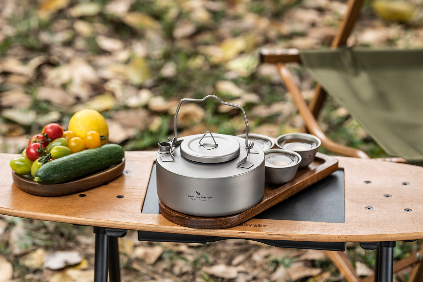Boundless Voyage 700ml Titanium Camping Kettle – Ultralight Single-Layer Bushcraft Pot with Folding Handle for Open Fire Cooking