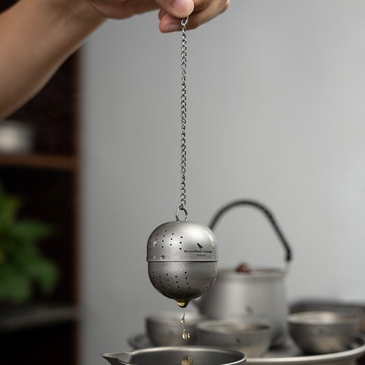 Boundless Voyage Titanium Tea Ball Infuser – Lightweight Loose Leaf Tea Strainer with Extended Chain, Fine Mesh Tea Filter for Mug, Teapot & Spices