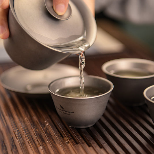 Boundless Voyage 35ml Titanium Double-Walled Tea Cup | 18g Ultralight Mini Tasting Mug | Anti-Scald Insulated Kung Fu Teacup for Camping