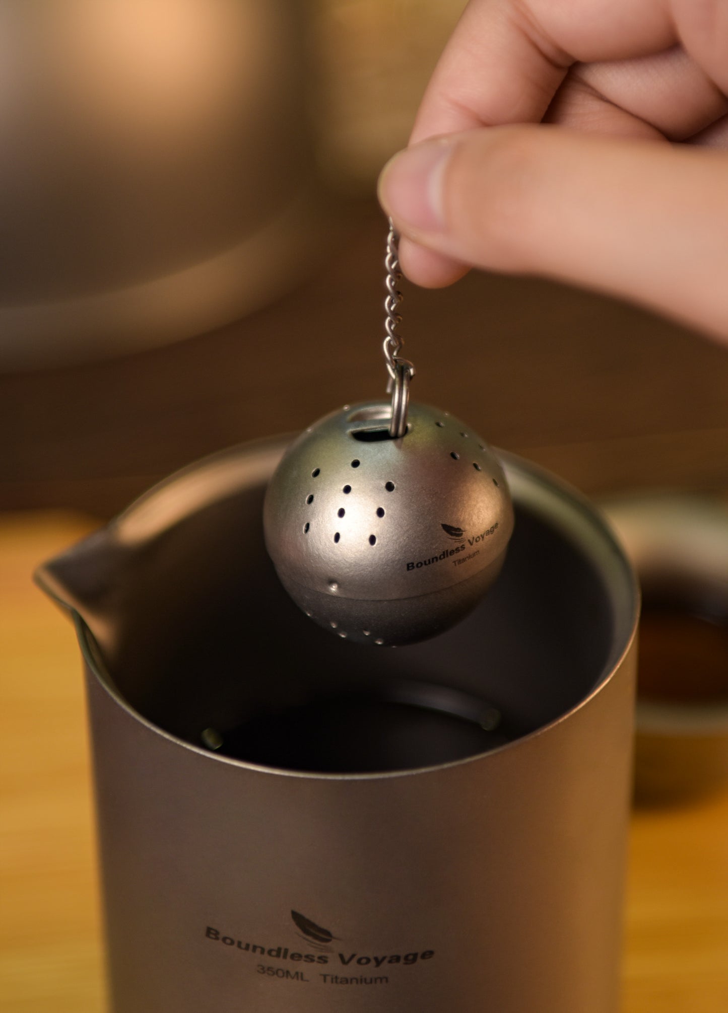 Boundless Voyage 10g Ultralight Titanium Tea Ball Infuser | Extra Fine Mesh Tea Steeper with Extended Chain | Rust-Proof Portable Filter for Loose Leaf Tea