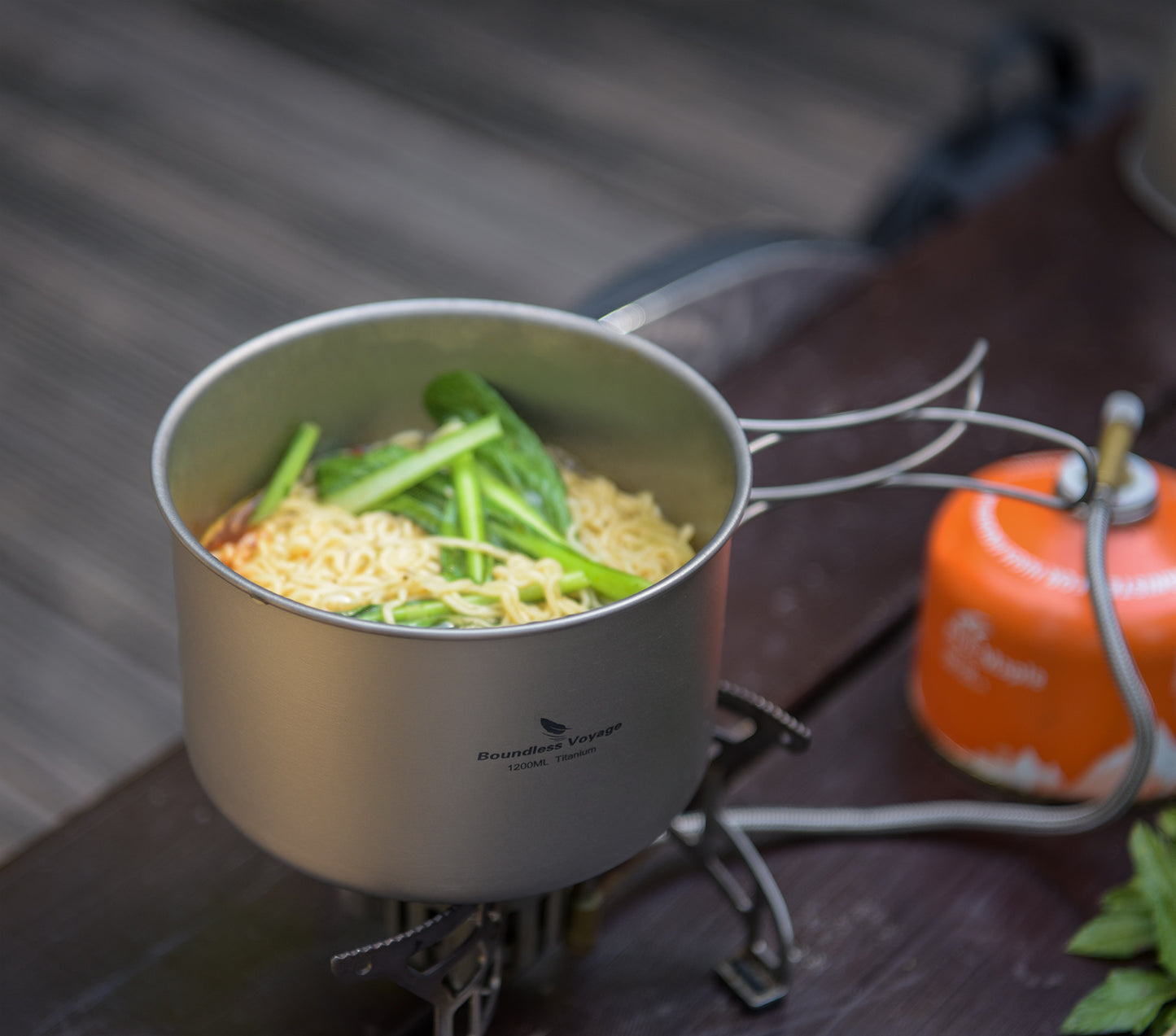 Boundless Voyage Titanium Pot & Frying Pan Set 1200ml – Ultralight Camping Cookware, Nesting TA1 Titanium Cooking Set for Backpacking, Hiking & Outdoor Cooking