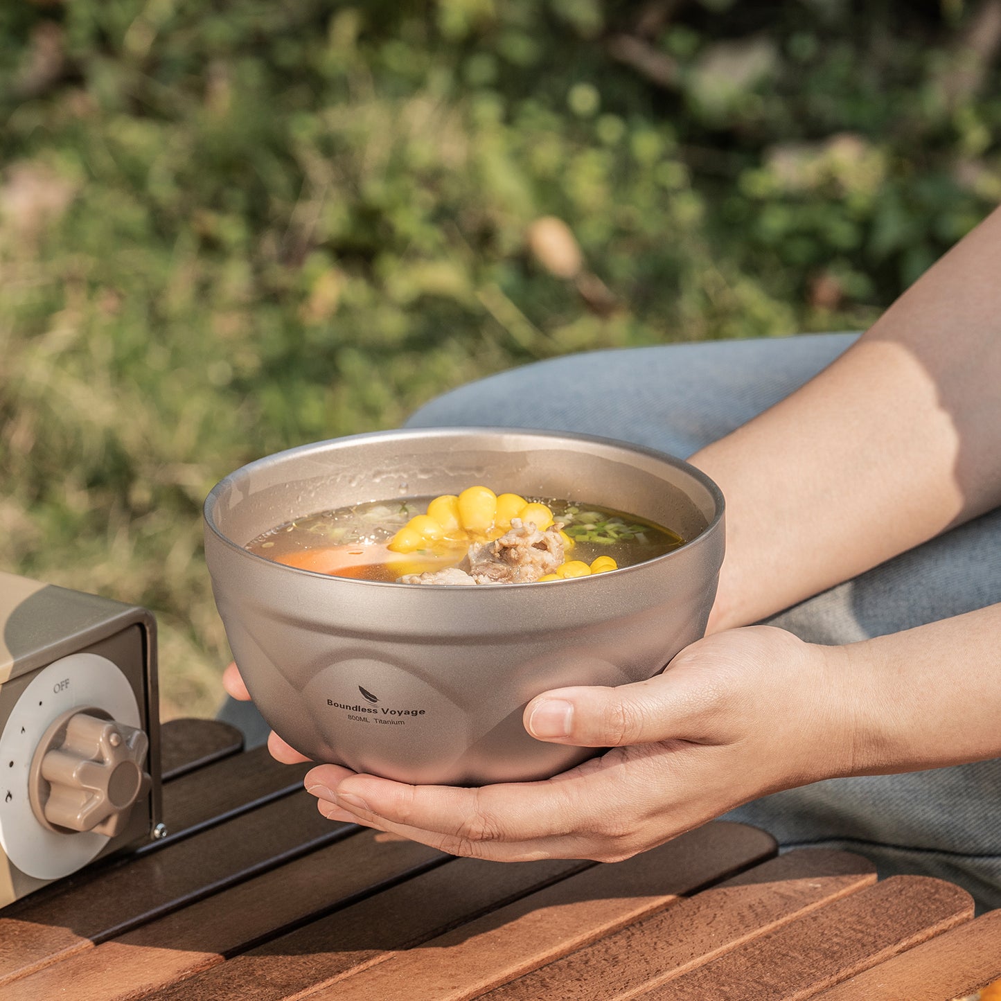 Boundless Voyage Titanium Double-Wall Bowl Set – 500ml & 800ml Insulated Camping Bowls for Soup, Oatmeal & Outdoor Dining