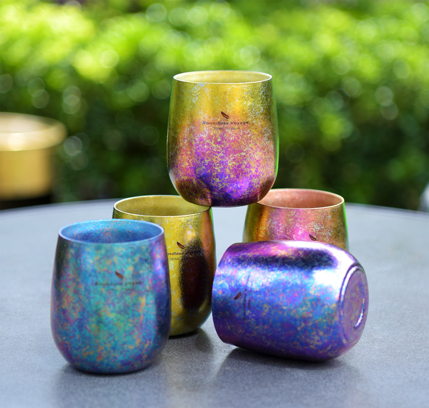 Boundless Voyage 260ml Double-Wall Titanium Cup – Colorful Insulated Mug with Ice Texture, Ultralight TA1 Titanium Coffee Tea Cup for Camping, Beer & Travel