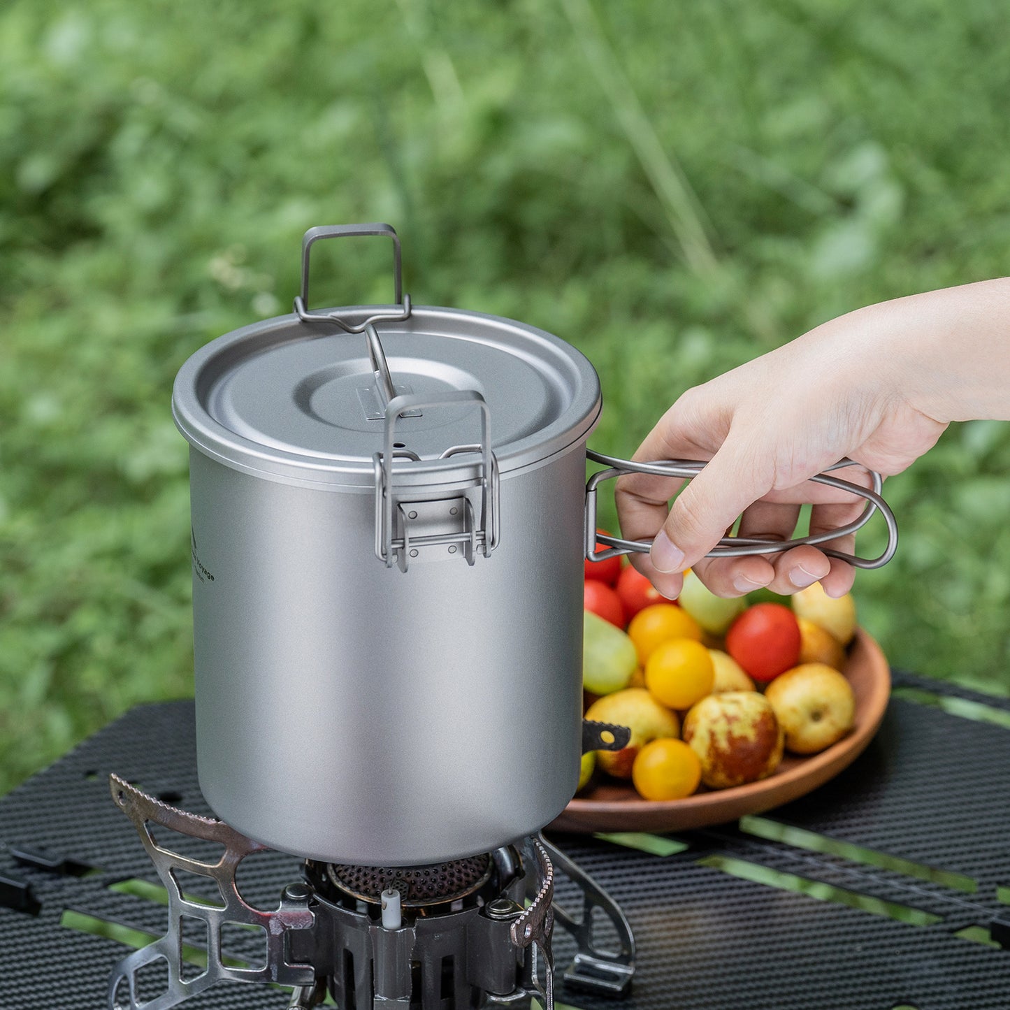 Boundless Voyage Titanium Rice Cooker Pot Ultralight Camping Cookware for Hiking & Travel