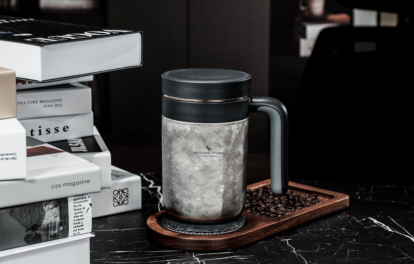 Boundless Voyage Titanium 700ml Double-Walled Insulated Cup with Lid & Filter | Portable Travel Coffee Mug for Hot & Cold Drinks