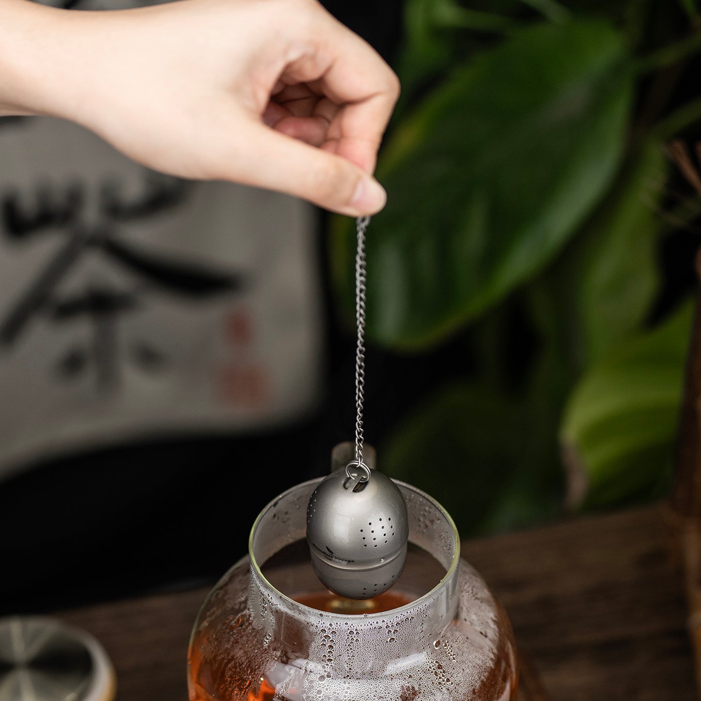 Boundless Voyage Titanium Tea Ball Infuser  Ultralight Tea Strainer with Extended Chain for Loose Tea  Spices