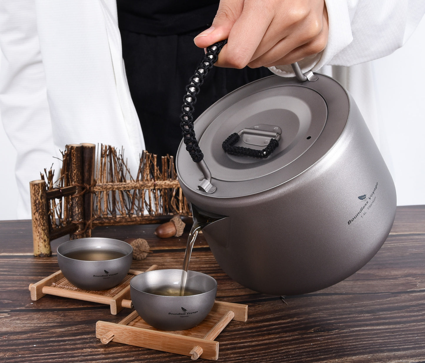 Boundless Voyage 1.4L Ultralight Titanium Kettle with Filter | Anti-Scald Handle & Lid | Perfect for Camping, Hiking, Tea & Coffee