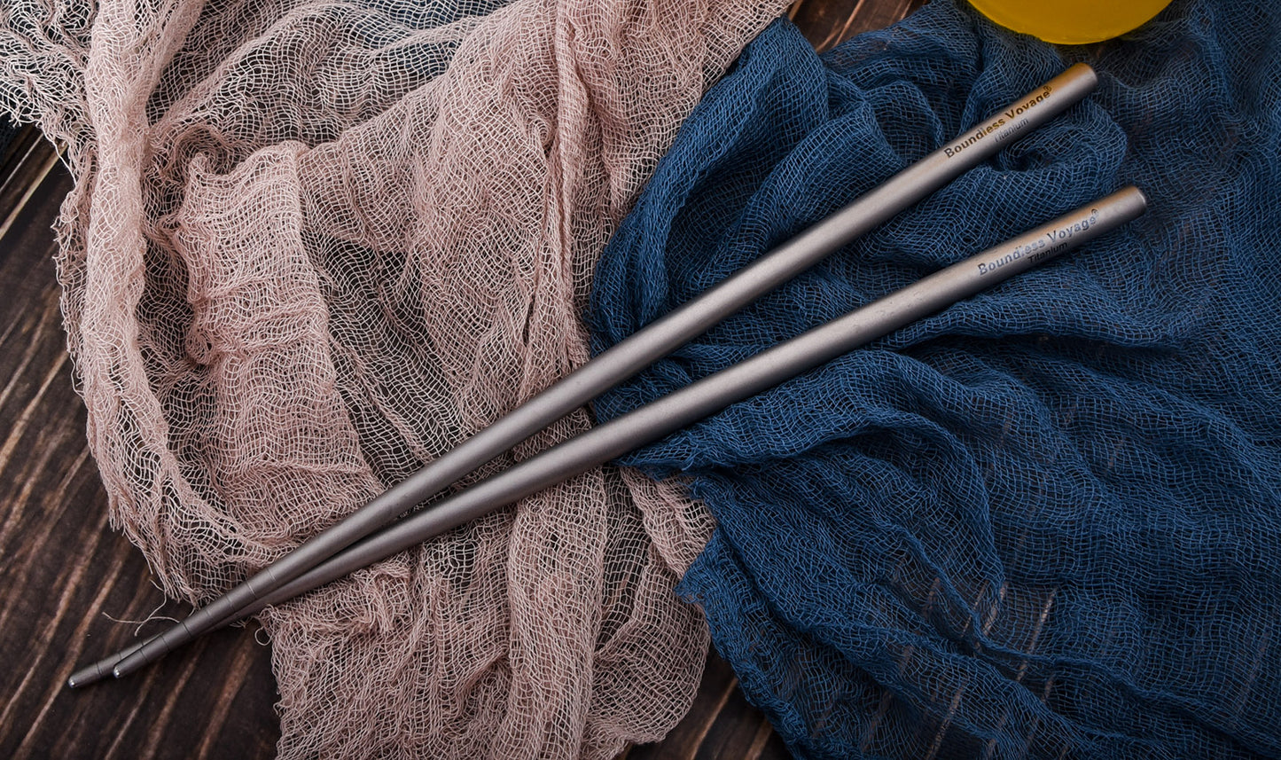 Boundless Voyage Titanium Round Chopsticks 23cm – Ultralight Reusable Eco-Friendly Cutlery for Home, Camping & Travel