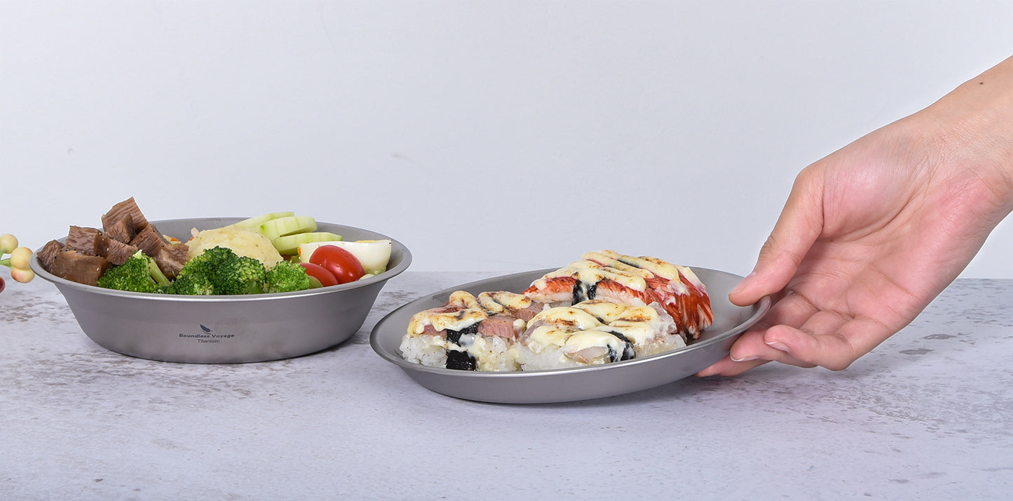 Boundless Voyage Titanium Pan Bowl Set with Carry Bag – Ultralight Camping Dish & Bowl Tableware for Backpacking, Hiking & Travel